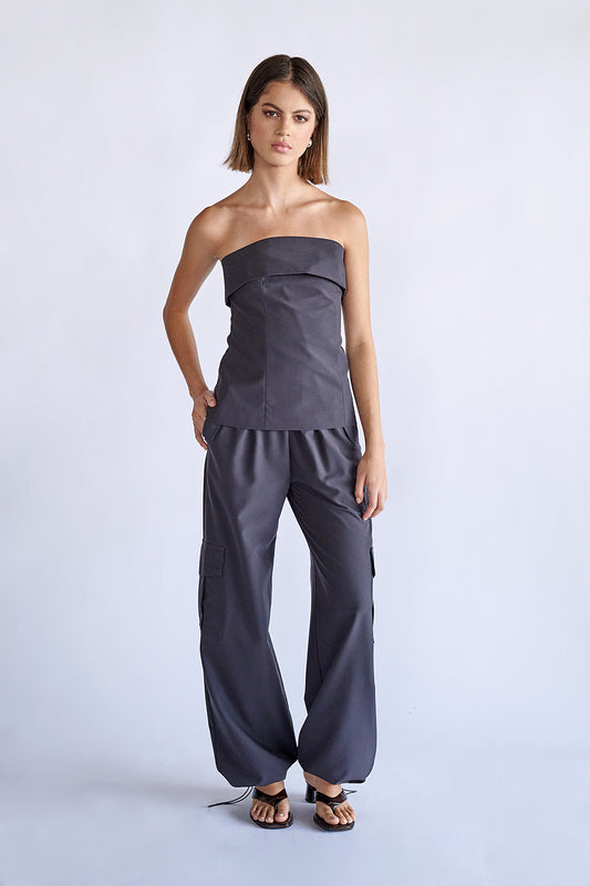 Top strapless Lea Gris