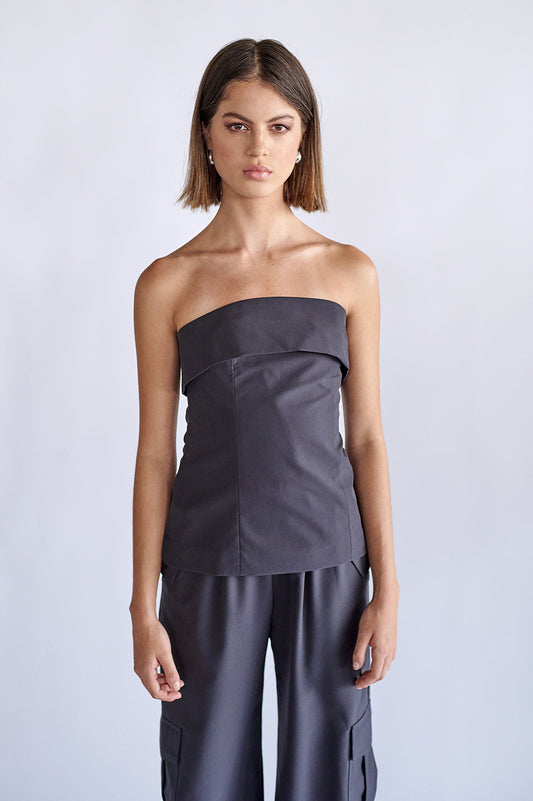 Top strapless Lea Gris